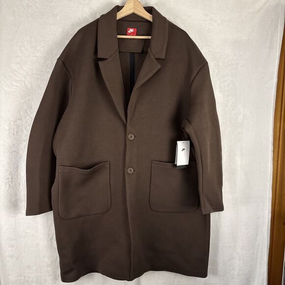 Nike Tech Fleece Reimagined Loose Fit Trench Coat FN0601-237 Brown Size XL NWT - Picture 1 of 9